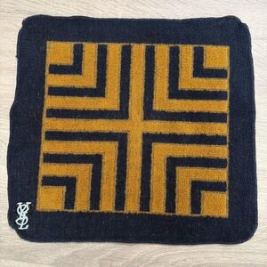 Vintage Fieldcrest Navy Gold Yves Saint Laurent YSL logo Geometric Washcloth Mod